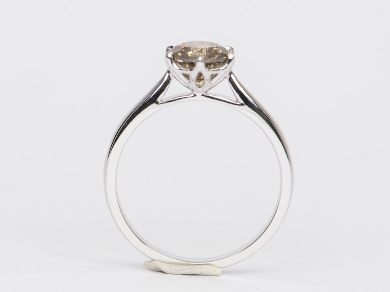 1.31ct Natural Fancy Color Diamond Engagement Ring 14K White Gold For Sale at 1stDibs