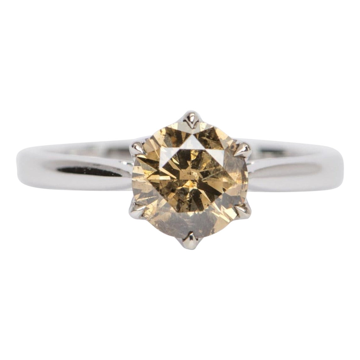 Anello di fidanzamento con diamante naturale di 1,31 carati in oro bianco 14K