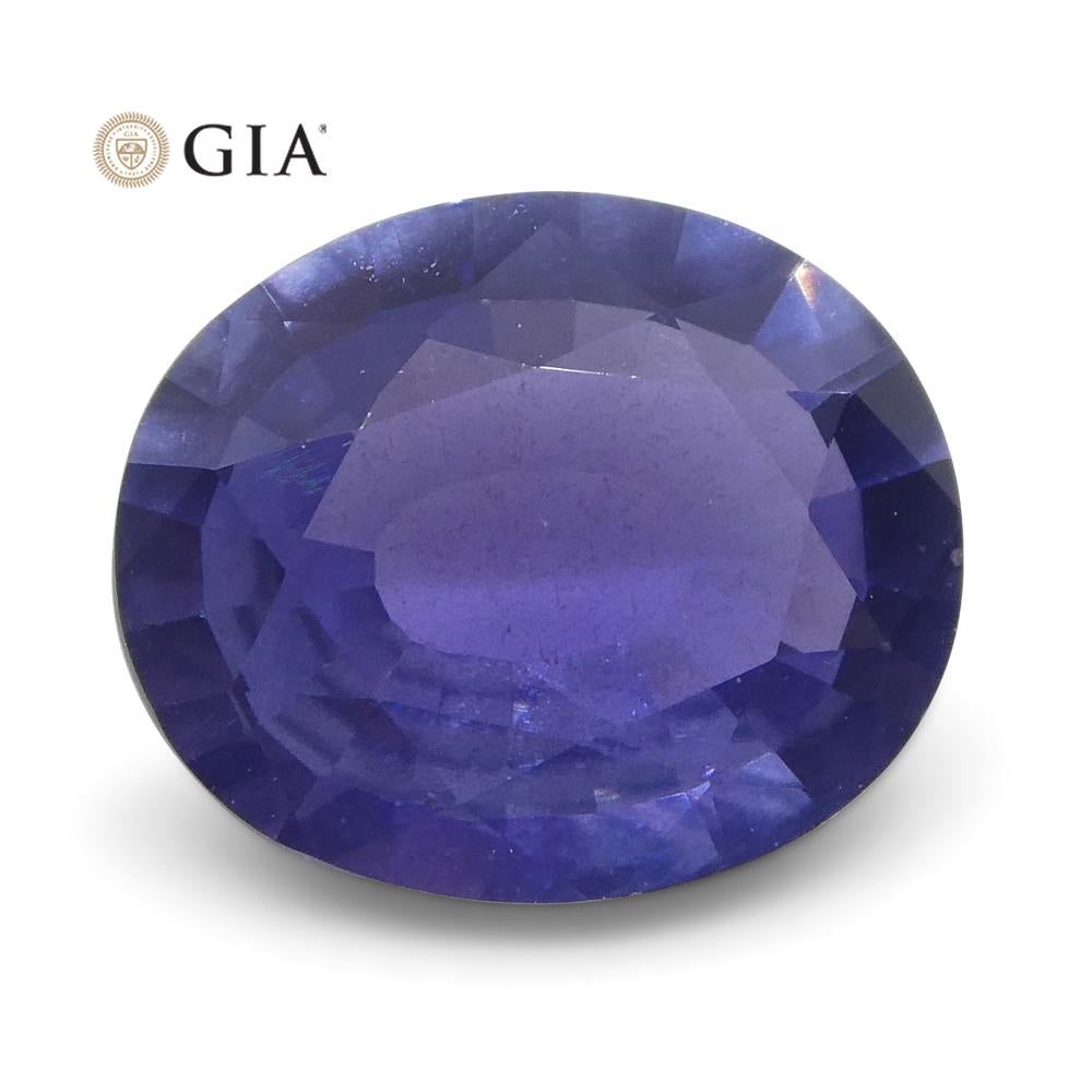 Zaffiro ovale a viraggio di colore certificato GIA Burma 'Myanmar' non riscaldato, viola 1,31ct in vendita 8