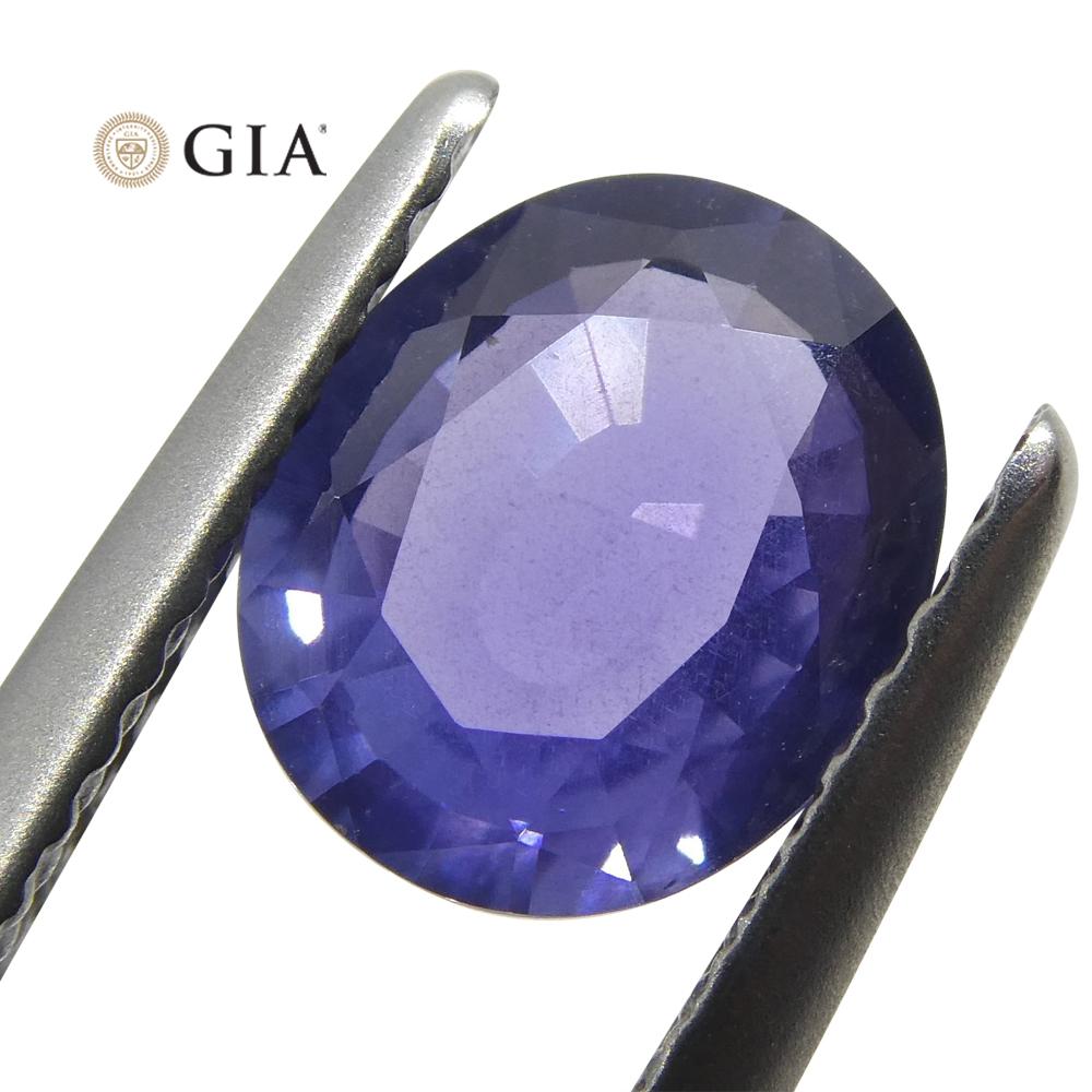 Zaffiro ovale a viraggio di colore certificato GIA Burma 'Myanmar' non riscaldato, viola 1,31ct in vendita 1
