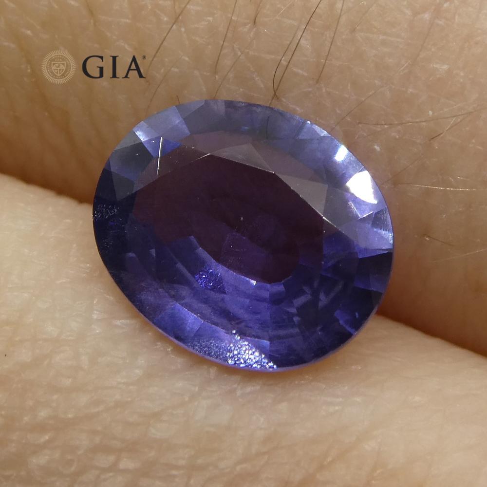 1.31ct Oval Color Change Sapphire GIA Certified Burma 'Myanmar' Unheated, Violet In New Condition For Sale In Toronto, Ontario