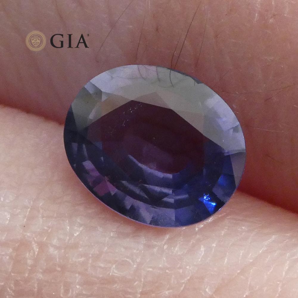 Women's or Men's 1.31ct Oval Color Change Sapphire GIA Certified Burma 'Myanmar' Unheated, Violet For Sale