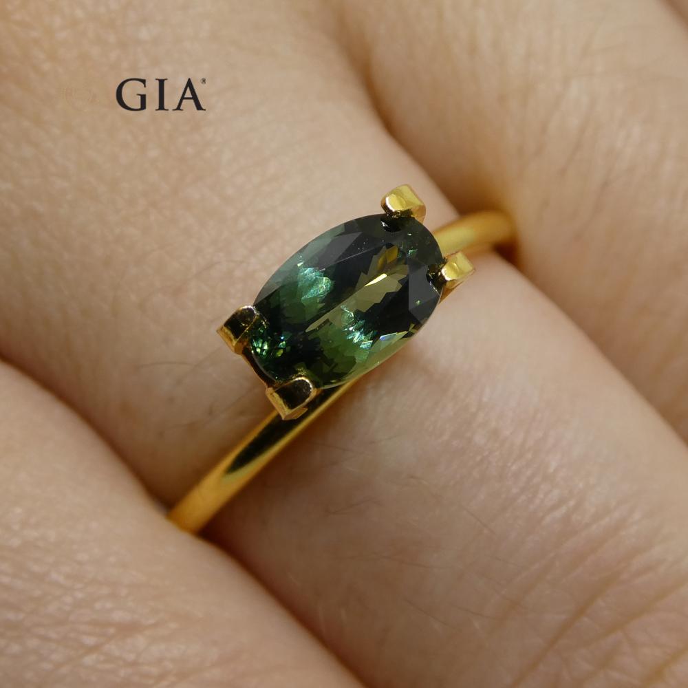 Brilliant Cut 1.31ct Oval Teal Blue Sapphire GIA Certified Thailand Unheated For Sale
