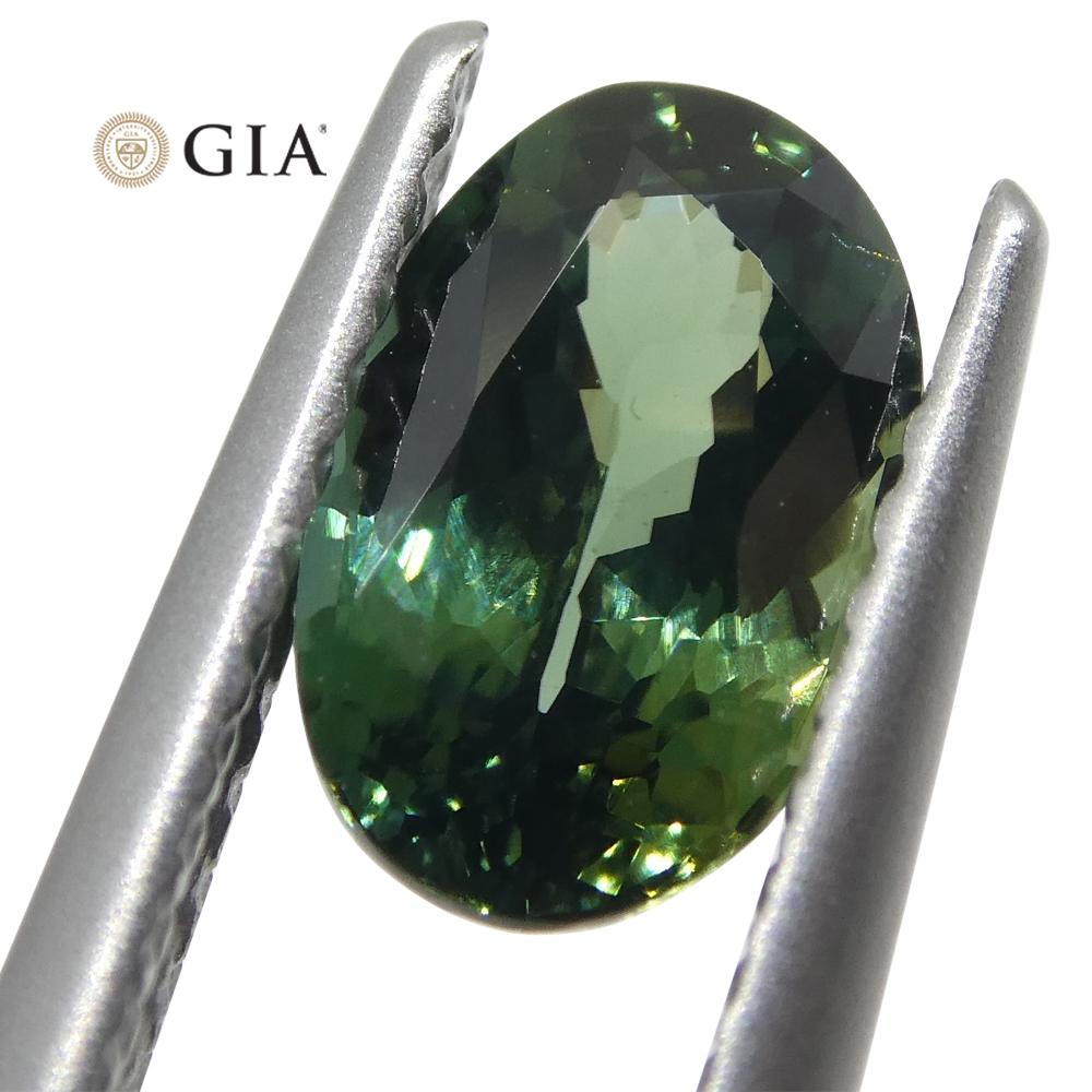 Brilliant Cut 1.31 Carat Oval Teal Blue Sapphire GIA Certified Thailand Unheated For Sale