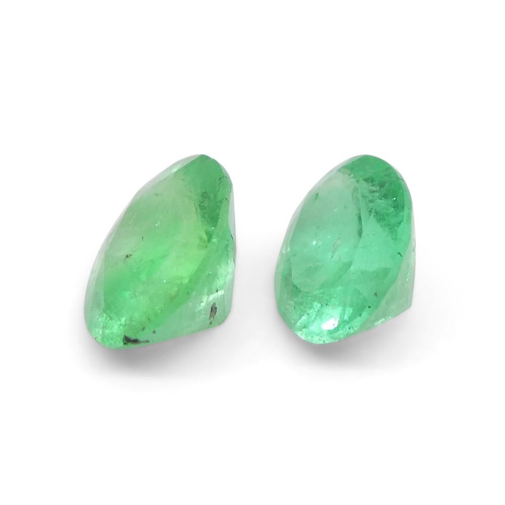 1.31ct Pair Oval Green Emerald from Colombia For Sale 5
