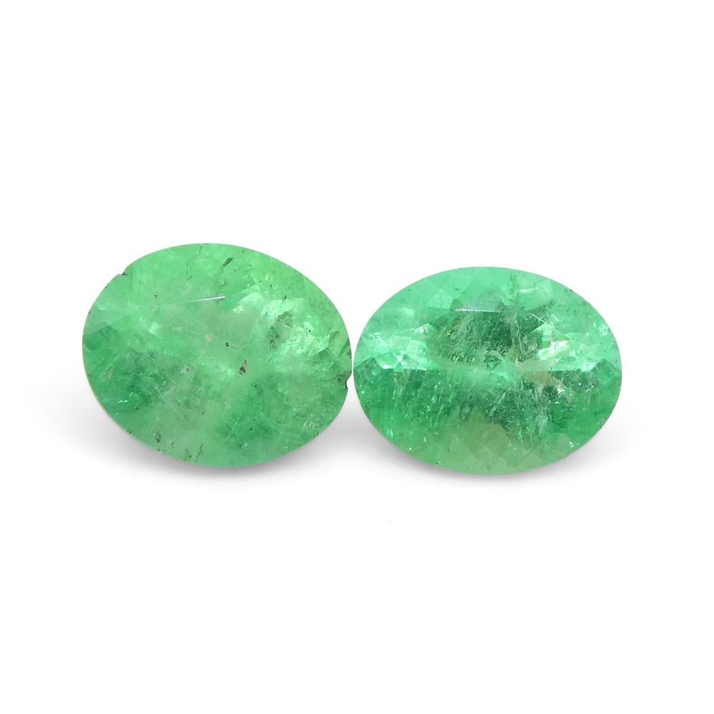 1.31ct Pair Oval Green Emerald from Colombia For Sale 7