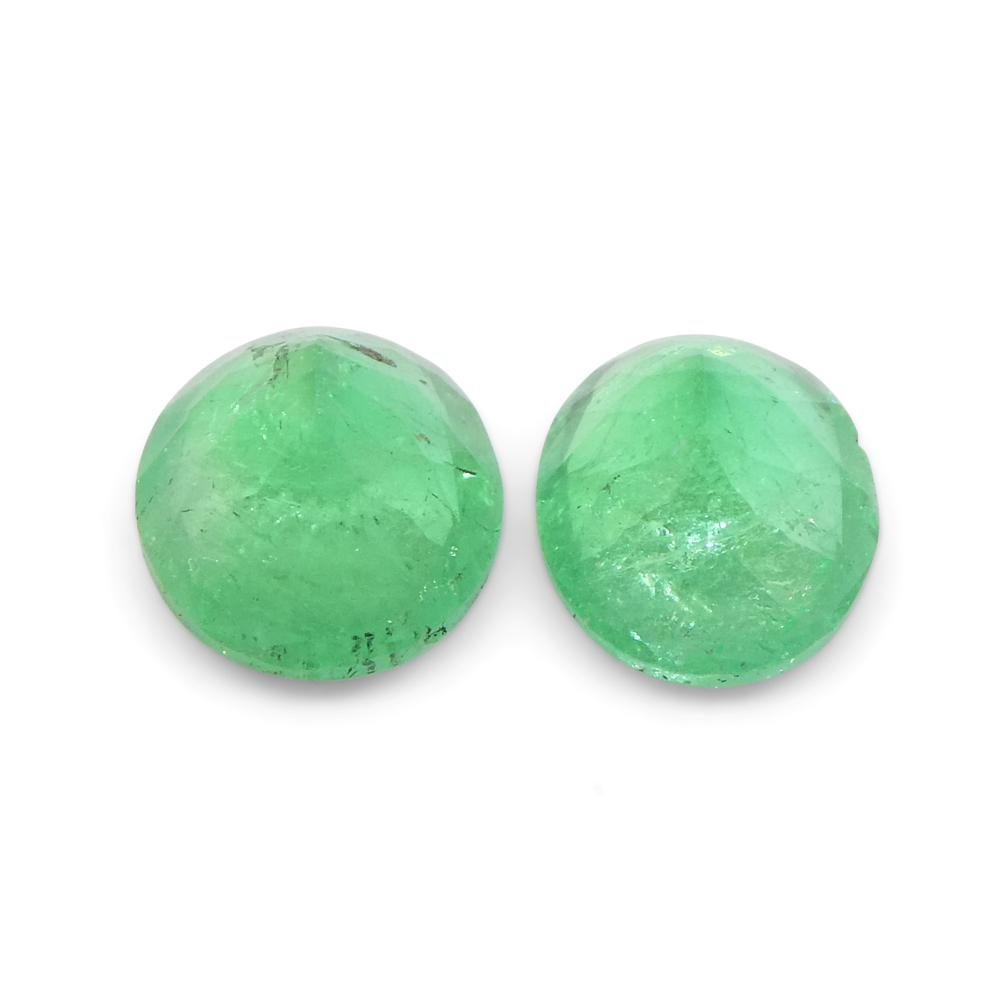 1.31ct Pair Oval Green Emerald from Colombia In New Condition For Sale In Toronto, Ontario