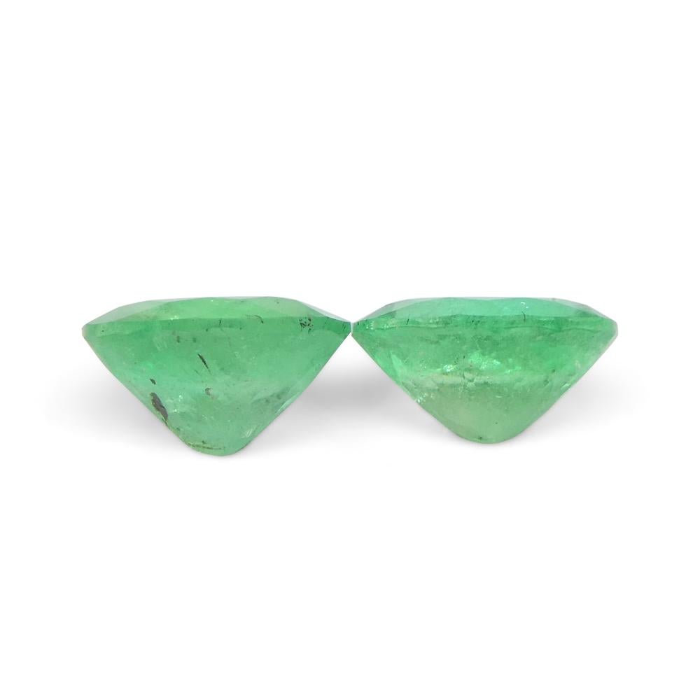 1.31ct Pair Oval Green Emerald from Colombia For Sale 4