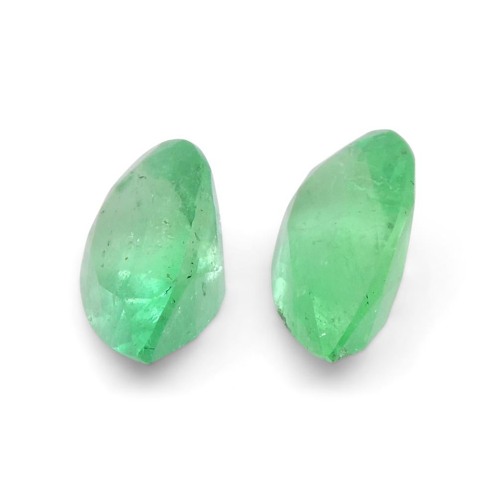 1.31ct Pair Pear Green Emerald from Colombia For Sale 5
