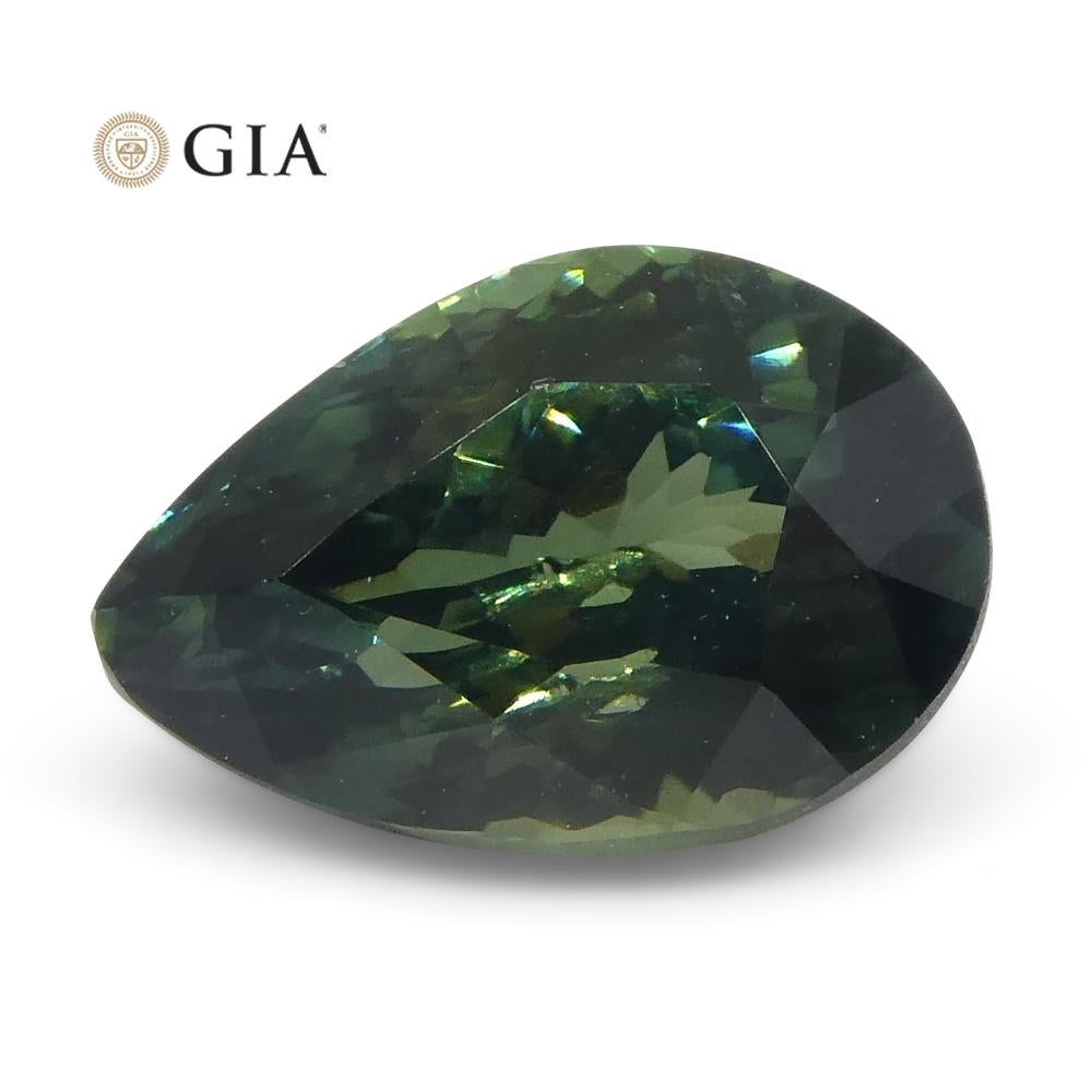 1.31 Carat Pear Teal Green Sapphire GIA Certified Unheated For Sale 5