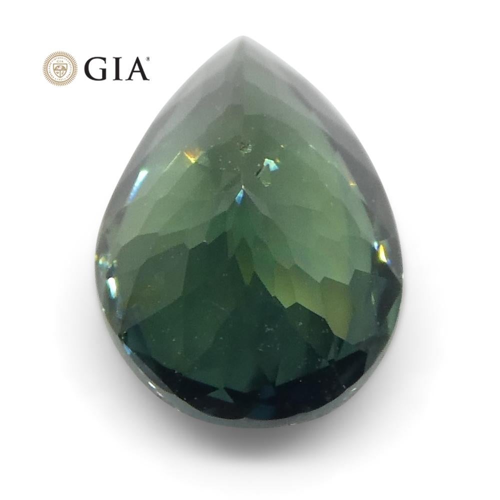 1.31 Carat Pear Teal Green Sapphire GIA Certified Unheated For Sale 6