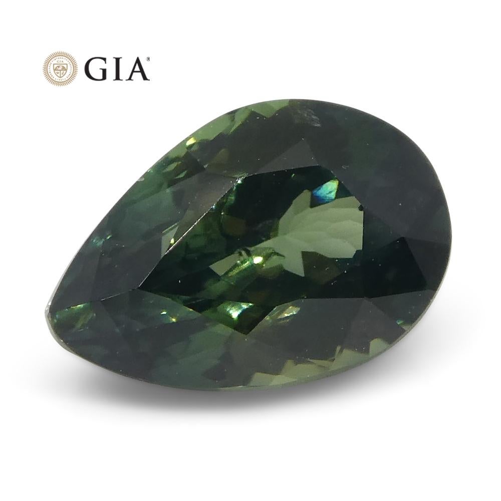 1.31ct Pear Teal Green Sapphire GIA Certified Unheated For Sale 6