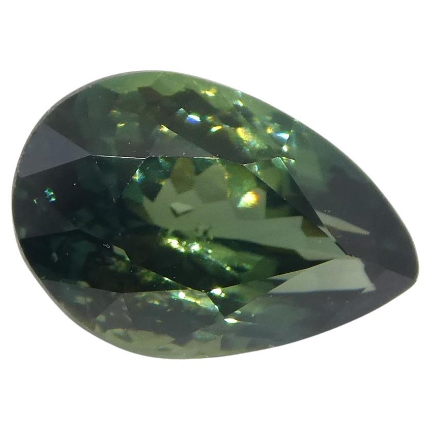 1.31ct Pear Teal Green Sapphire GIA Certified Unheated For Sale