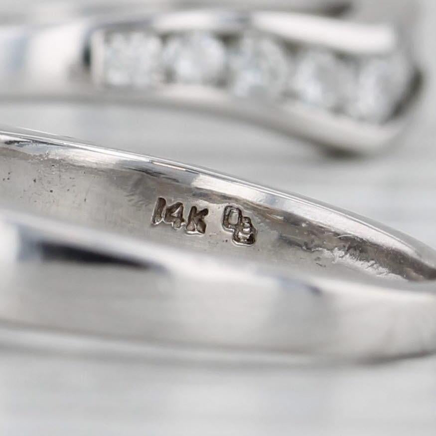 Anillo de compromiso de 3 piedras con diamantes de 1,31 ctw Juego nupcial de oro de 14k talla 5,75 en venta 3