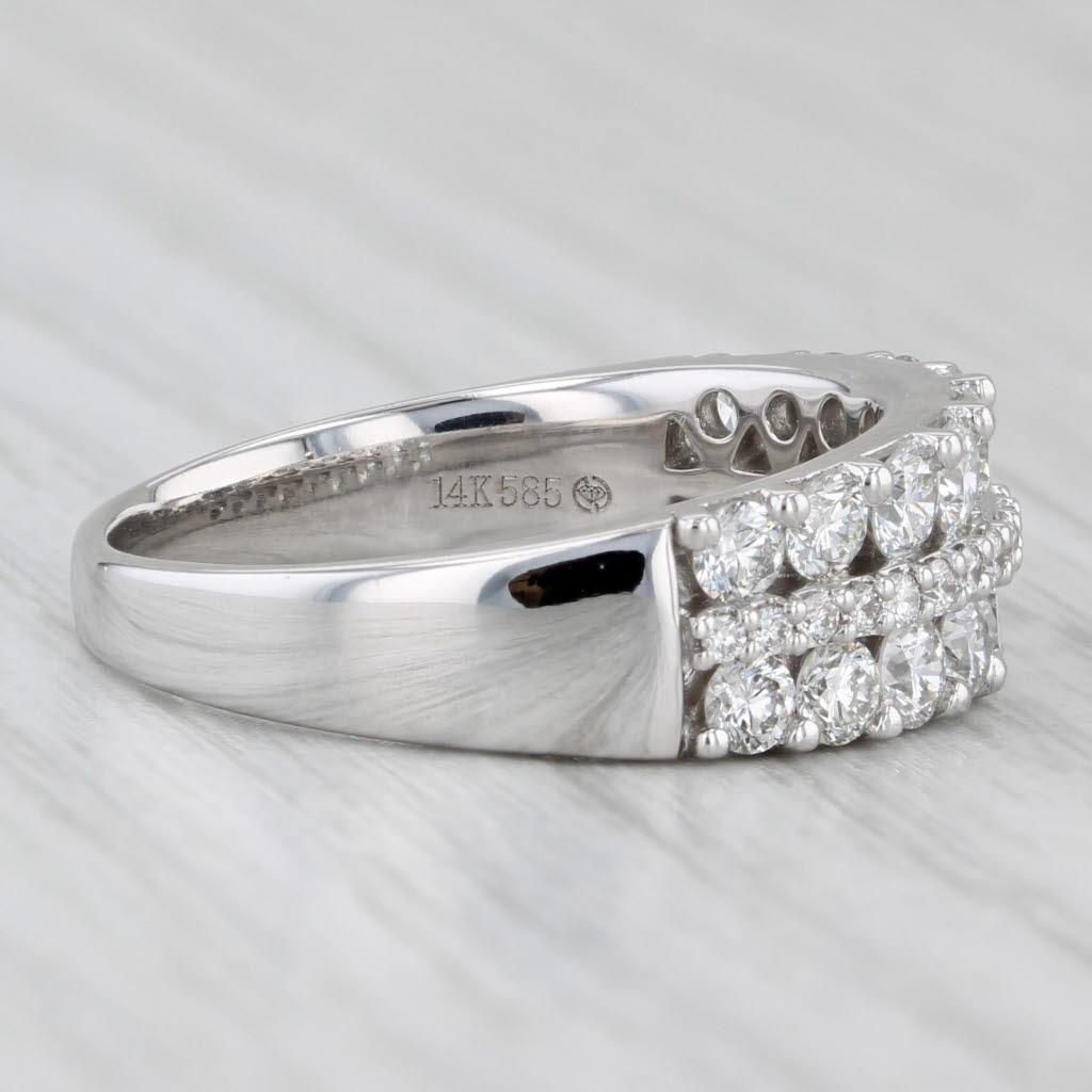 Bague d'anniversaire de mariage en or blanc 14 carats avec diamant 1,31 carat, taille 8 Bon état - En vente à McLeansville, NC