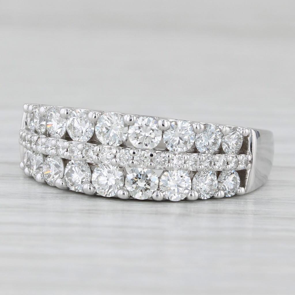Bague d'anniversaire de mariage en or blanc 14 carats avec diamant 1,31 carat, taille 8 Unisexe en vente
