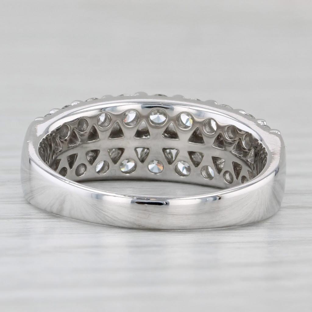 Bague d'anniversaire de mariage en or blanc 14 carats avec diamant 1,31 carat, taille 8 en vente 1