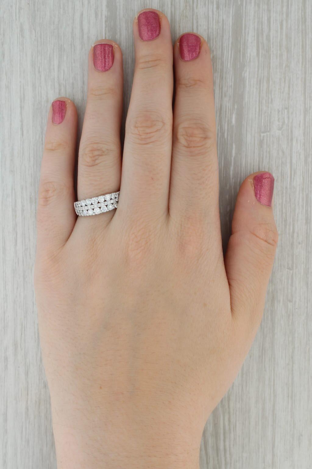 Bague d'anniversaire de mariage en or blanc 14 carats avec diamant 1,31 carat, taille 8 en vente 4