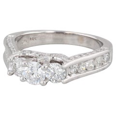 1.31ctw Round 3-Stone Diamond Engagement Ring 14k White Gold Size 6.75