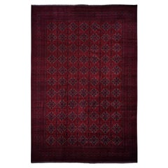13'1 "x19'9" Rosso fienile, Khamyab afgano, Lana lucida, Annodato a mano, Tappeto a grandezza naturale