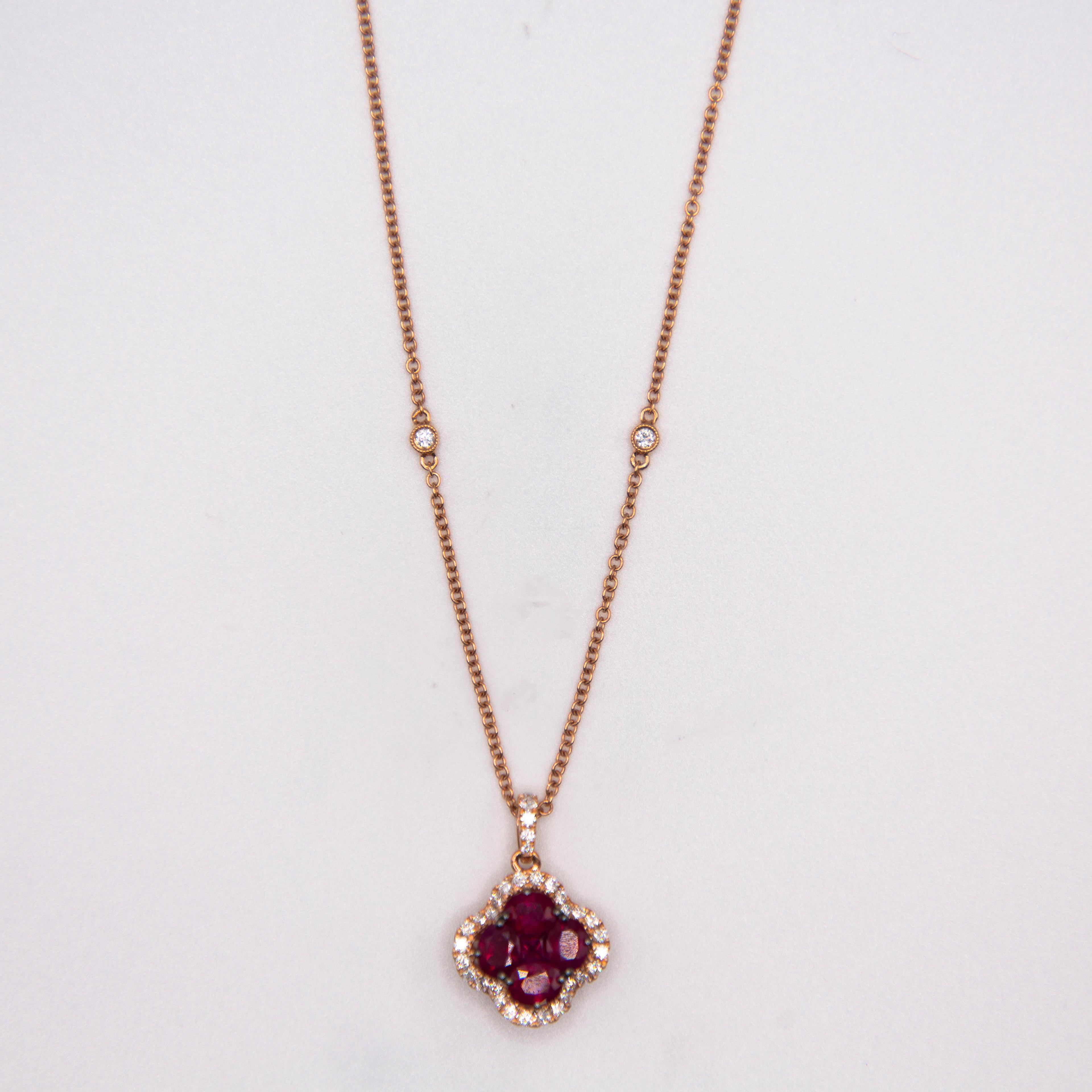 1.32 carat Burma ruby Diamond rose gold Pendant In New Condition In Birmingham, MI