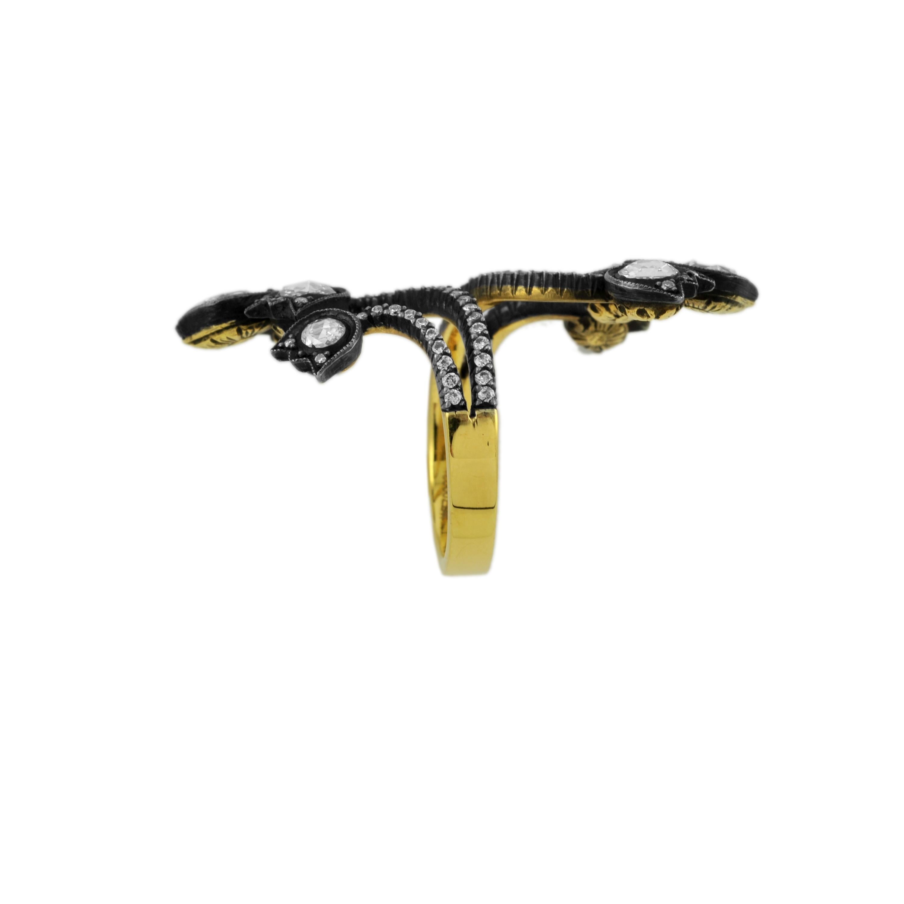 Modern 1, 32 Carat Diamond 18 Karat Yellow Gold Heritage Ring For Sale