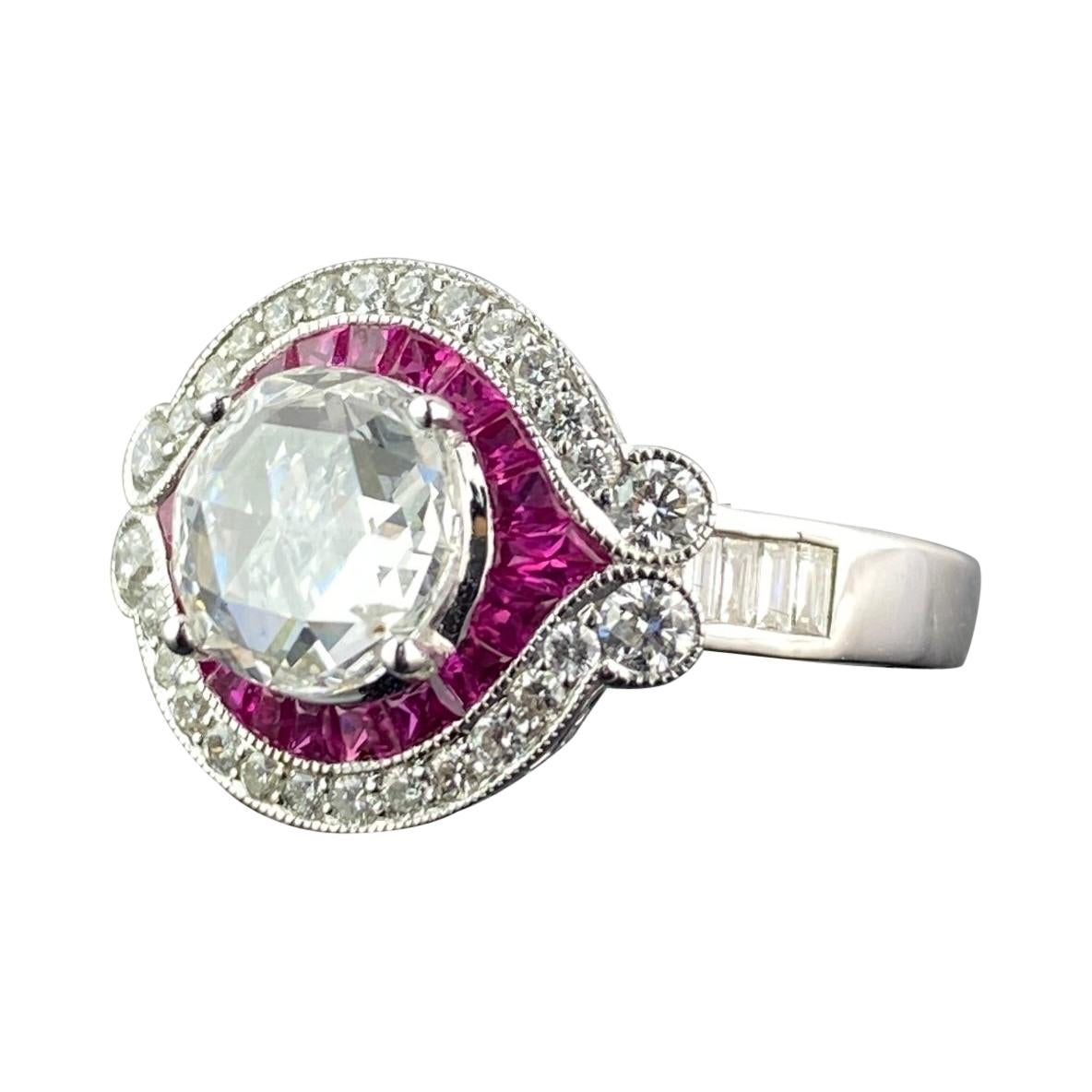 1.32 Carat Diamond and Ruby Solitaire Engagement Ring