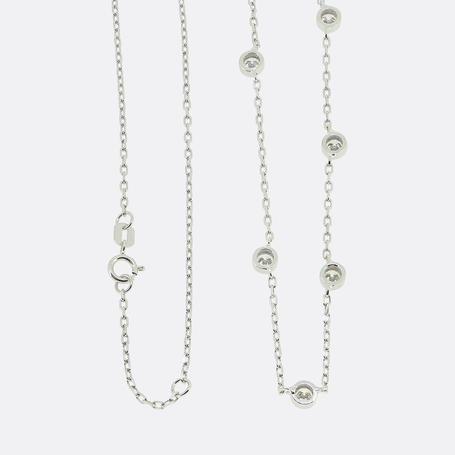 Taglio brillante Collana con catena di diamanti da 1,32 carati in vendita
