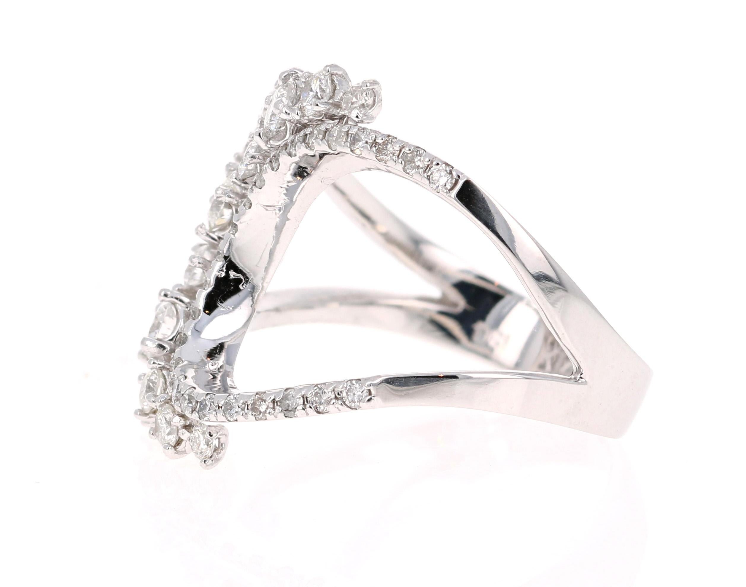1.32 Carat Diamond White Gold Cocktail Ring In New Condition For Sale In Los Angeles, CA