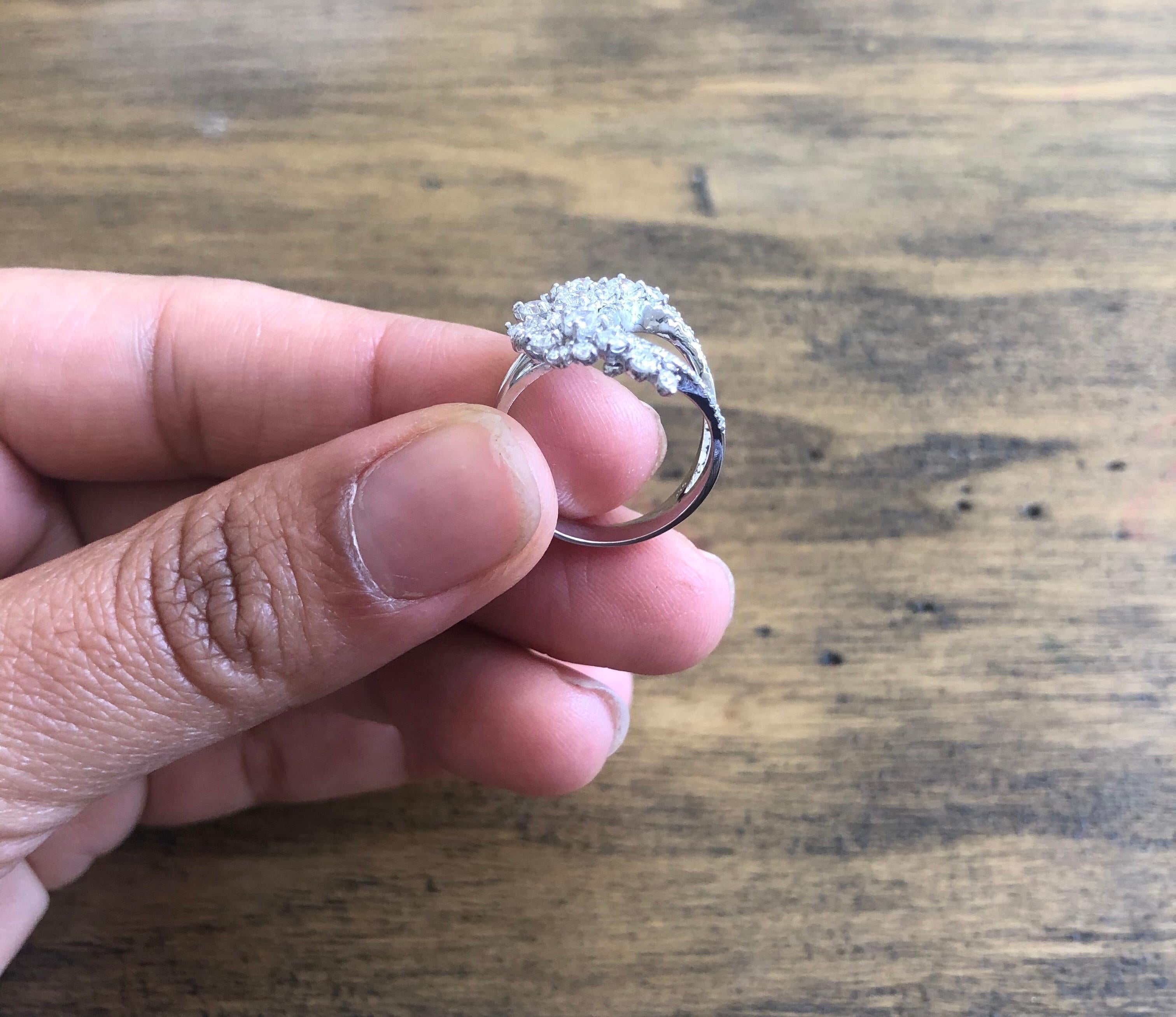 1.32 Carat Diamond Cocktail 14 Karat White Gold Ring 1