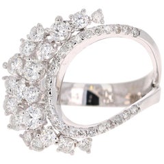 1.32 Carat Diamond Cocktail 14 Karat White Gold Ring