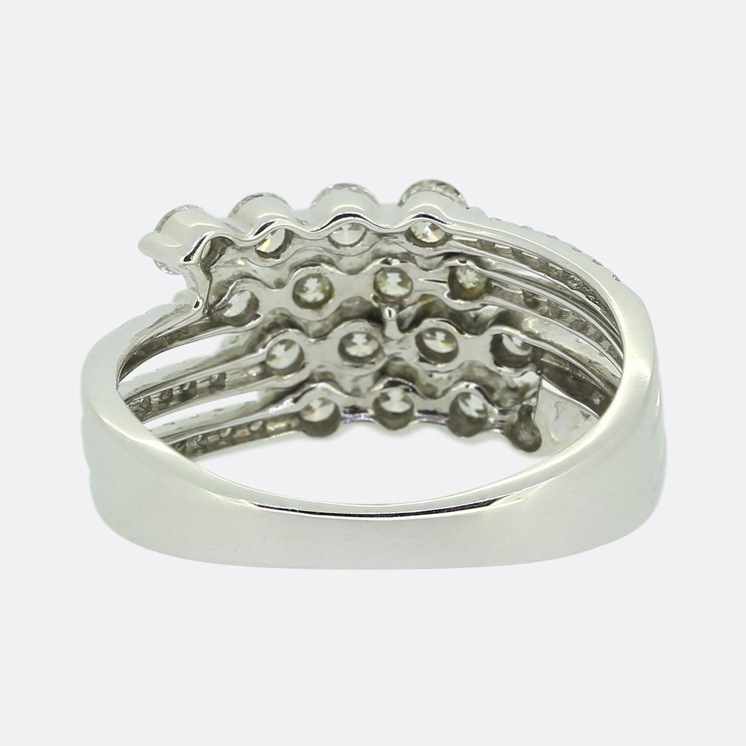 1.32 Carat Diamond Four Row Ring In Good Condition For Sale In London, GB