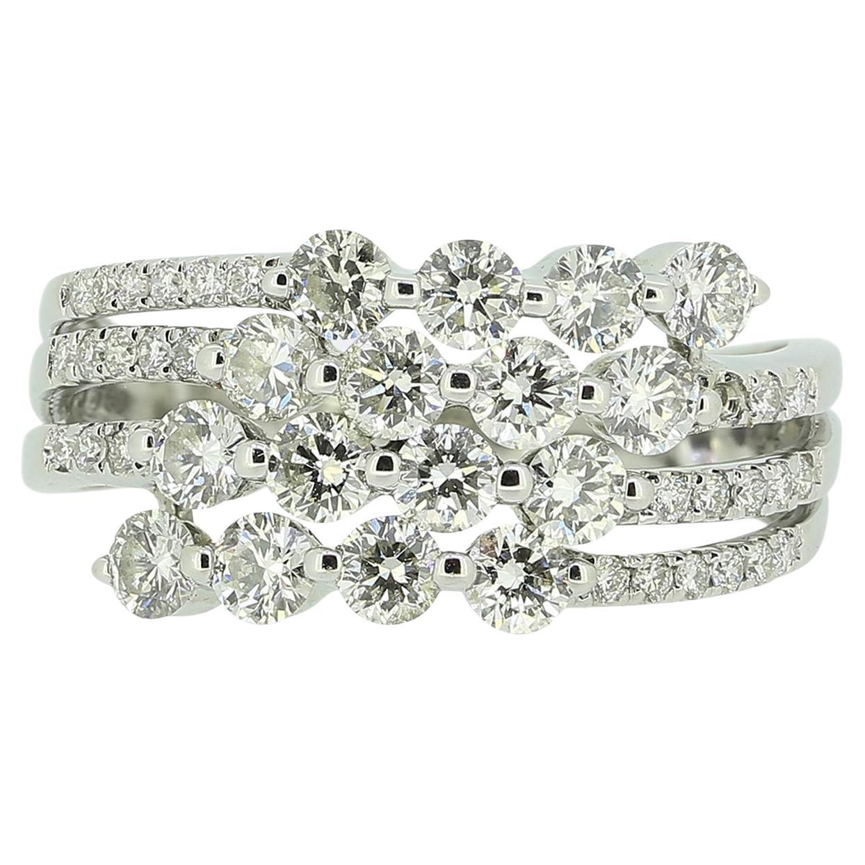 1.32 Carat Diamond Four Row Ring For Sale