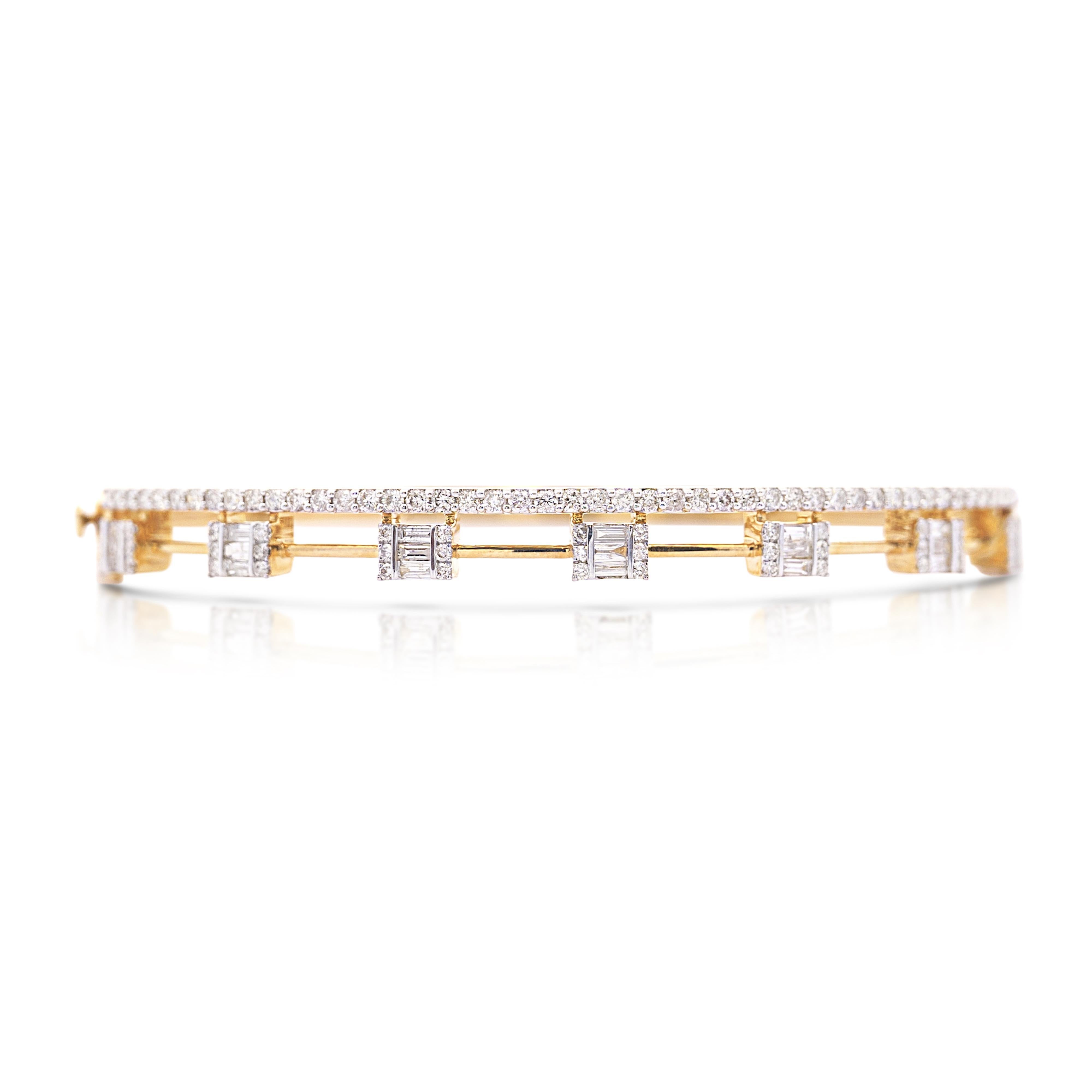 Donna Bracciale in oro 14K a 2 file con diamanti da 1,32 carati (Diamond Illusion Set) in vendita