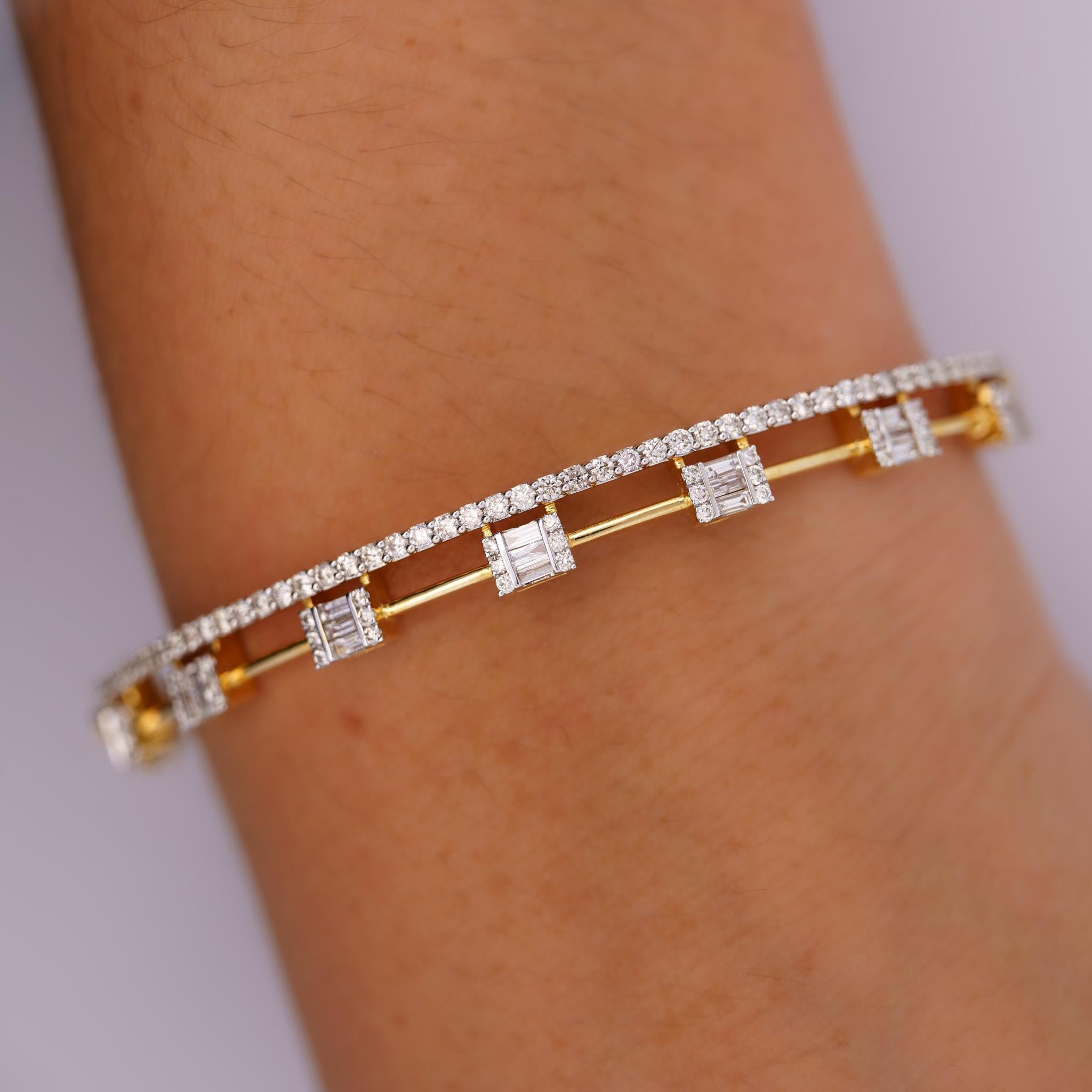 Bracciale in oro 14K a 2 file con diamanti da 1,32 carati (Diamond Illusion Set) in vendita 2