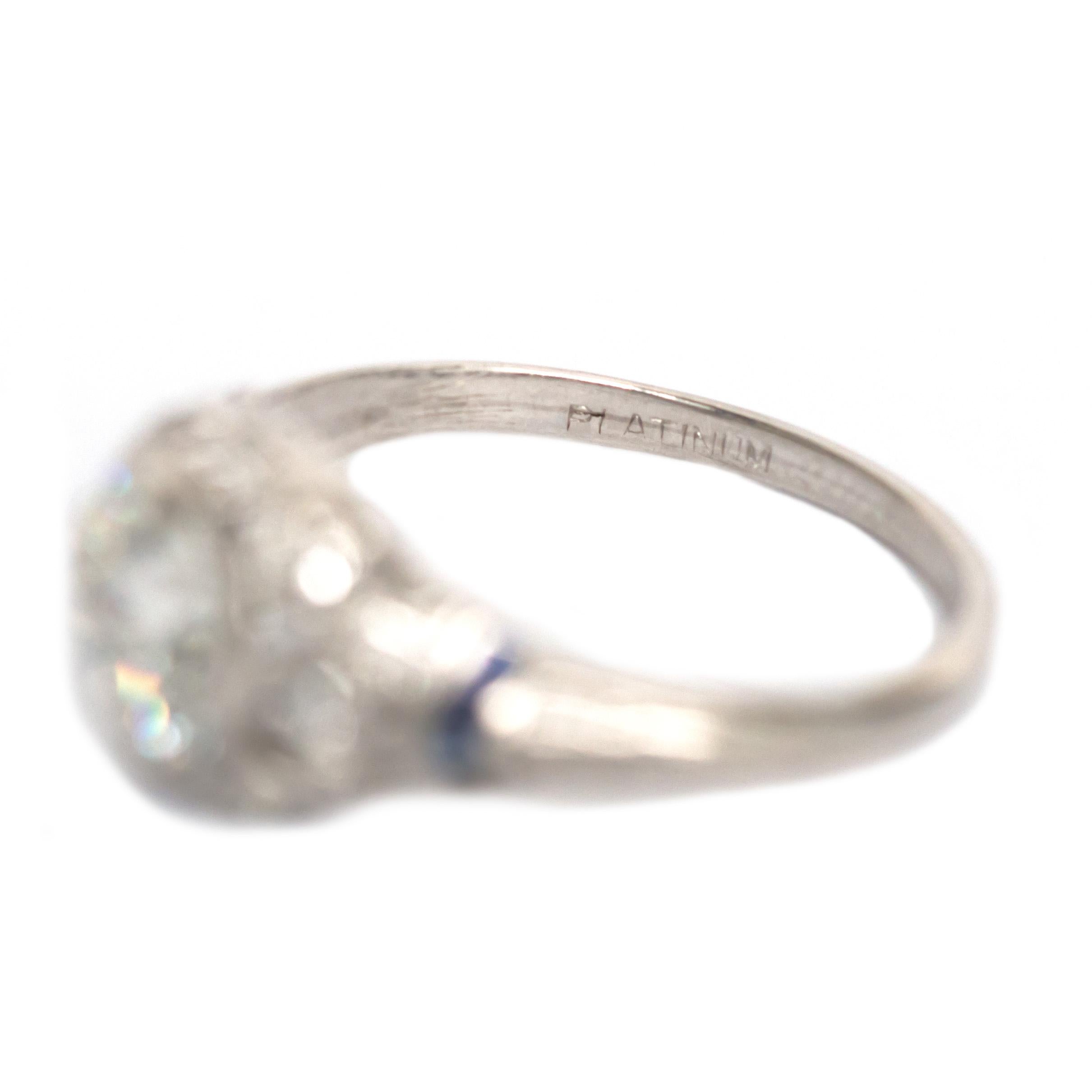 Women's or Men's 1.32 Carat Diamond Platinum Engagement Ring