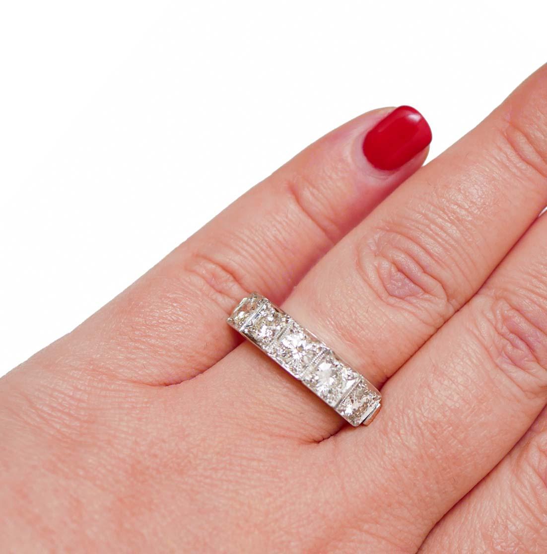 Anello con diamanti da 1.32 carati, oro rosa e argento. In condizioni buone in vendita a Marcianise, Marcianise (CE)