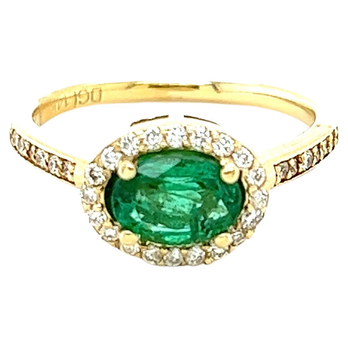 1.32 Carat Emerald Diamond 14 Karat Yellow Gold Engagement Ring