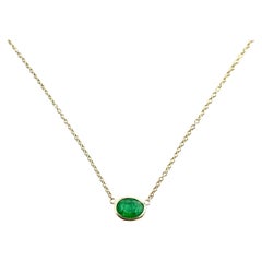 1.32 Carat Emerald Oval IGITL Certified & Fashion Necklaces In 14K Yellow Gold