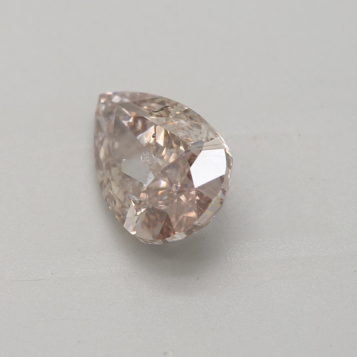 Pear Cut 1.32 Carat Fancy Pink Brown Pear cut diamond I1 Clarity GIA Certified For Sale