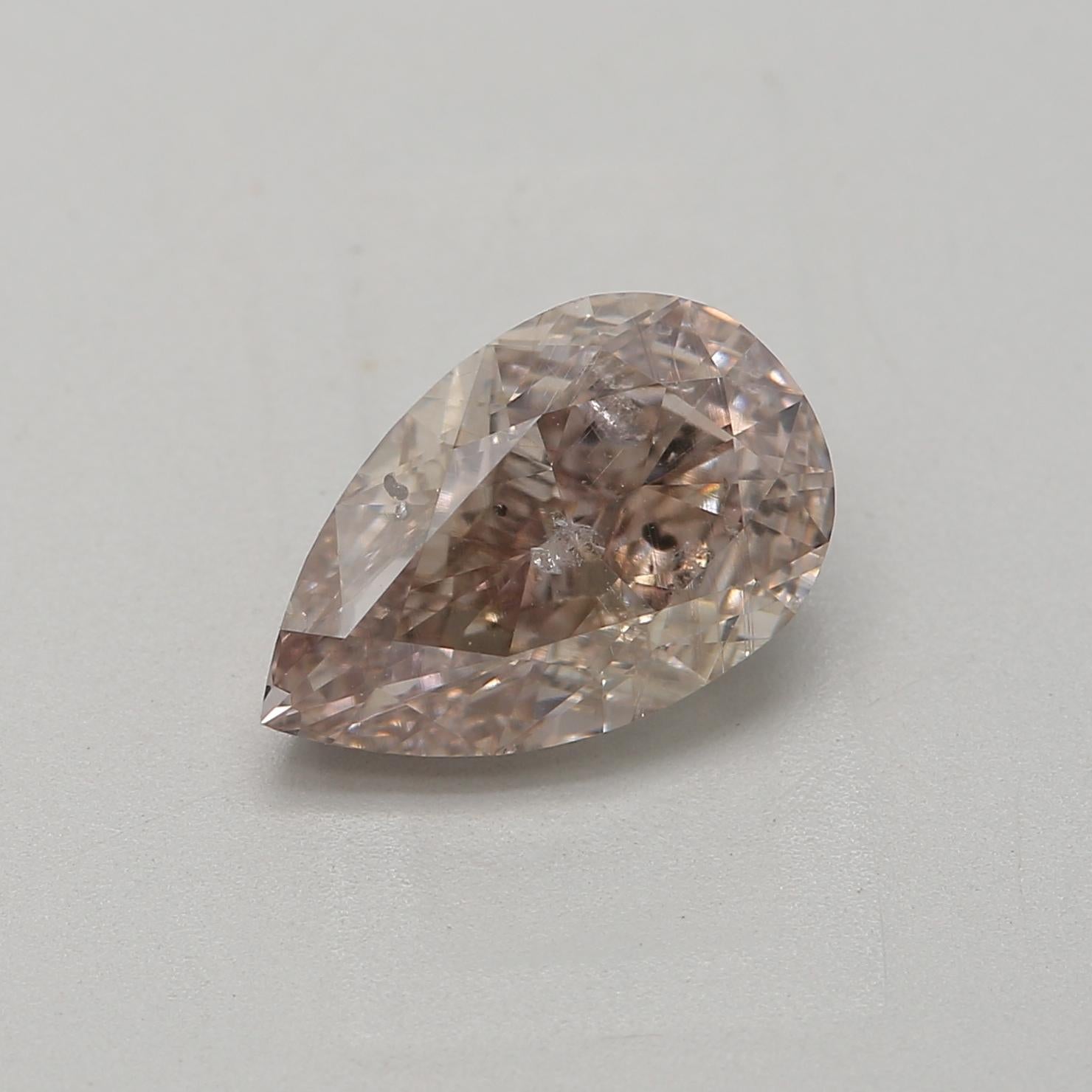 1.32 Carat Fancy Pink Brown Pear cut diamond I1 Clarity GIA Certified For Sale 1