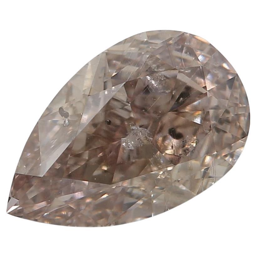 1.32 Carat Fancy Pink Brown Pear cut diamond I1 Clarity GIA Certified For Sale