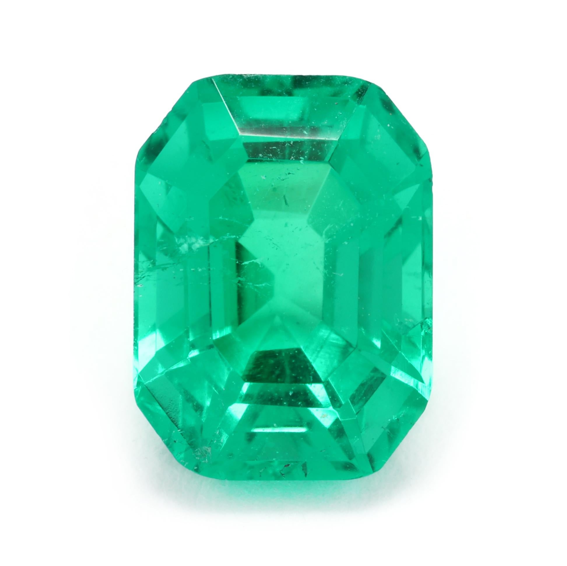 1.32 Carat Loose Natural Emerald Gemstone GIA Emerald Cut Solitaire For Sale 1