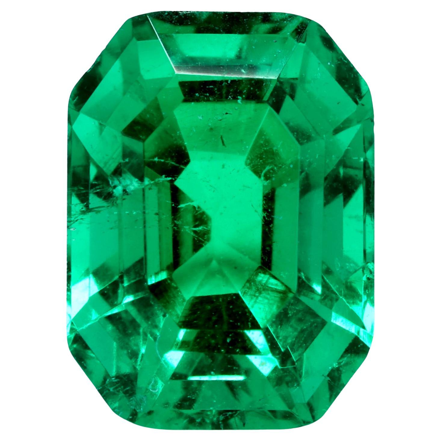 1.32 Carat Loose Natural Emerald Gemstone GIA Emerald Cut Solitaire For Sale