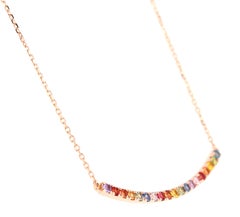 1.32 Carat Multicolor Rainbow Sapphire Yellow Gold Bar Chain Necklace