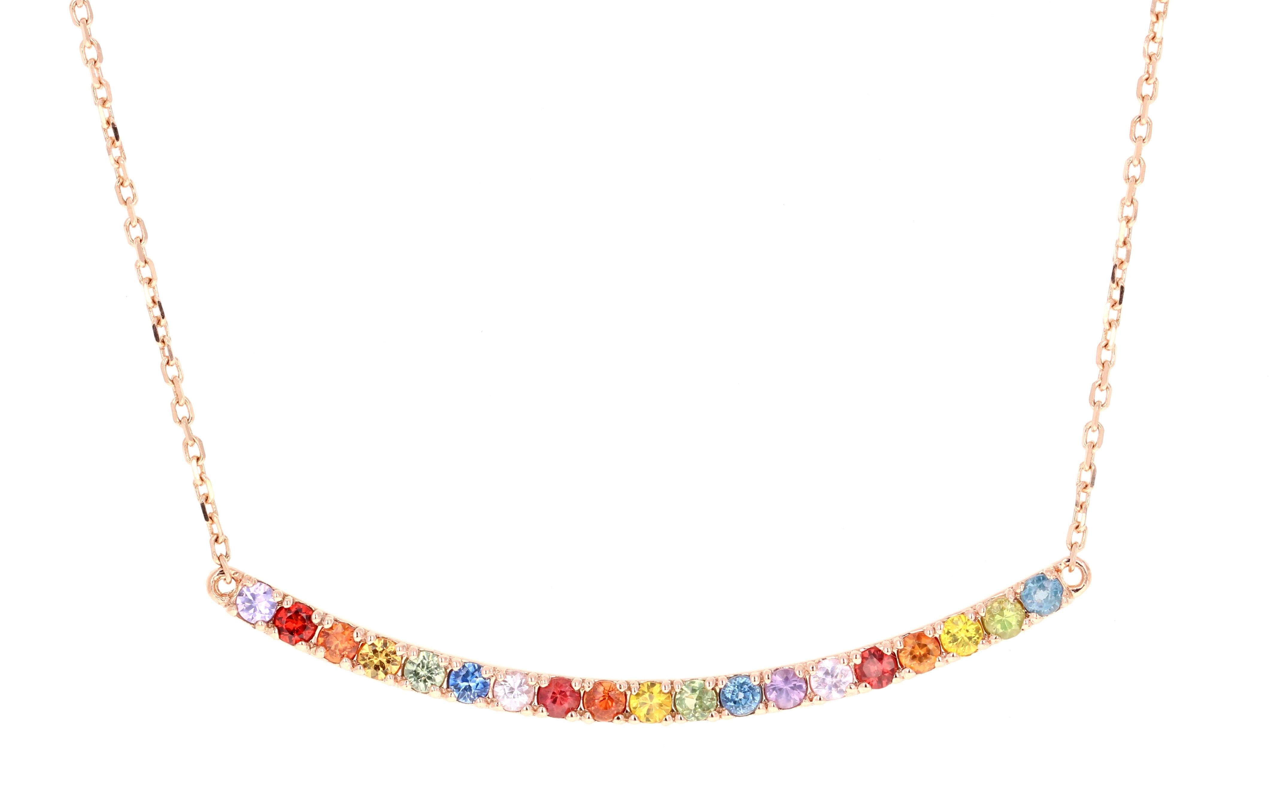 Donna Collana a catena in oro giallo con zaffiro arcobaleno multicolore da 1,32 carati in vendita