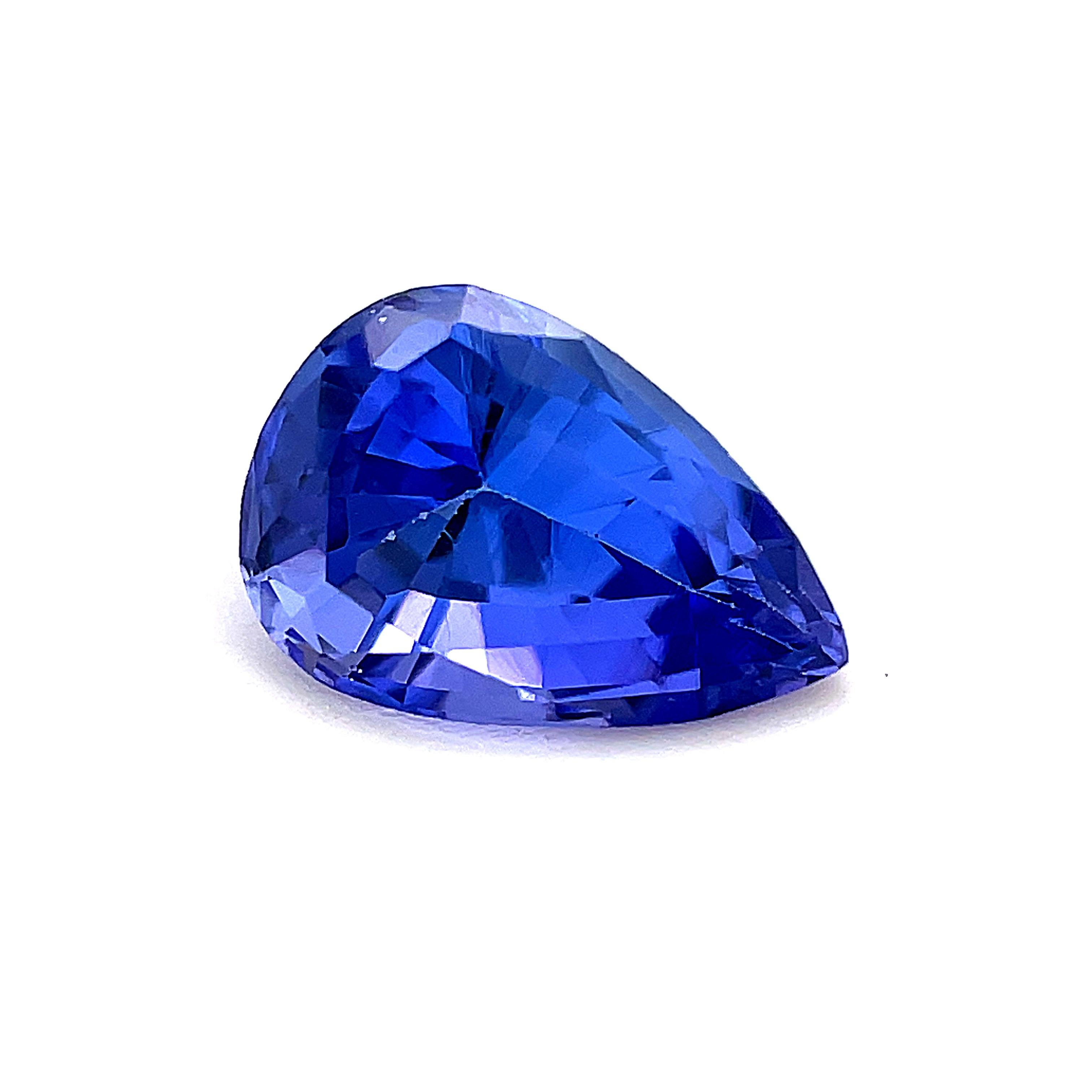 1.32 Carat Pear-Shaped Loose Unset Tanzanite Gemstone In New Condition For Sale In Los Angeles, CA