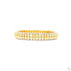 1.32 Carat Round Brilliant Cut White Diamond Yellow Diamond Gold Bracelet