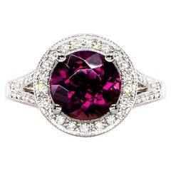 1.32 Carat Rubellite Round Diamond Cluster Ring Platinum Natalie Barney