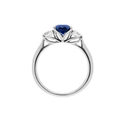 1.32 Carat Sapphire and Diamond Three-Stone Platinum Engagement Ring